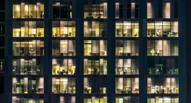 windows in a multi-storey bank building