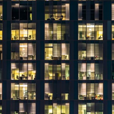 windows in a multi-storey bank building