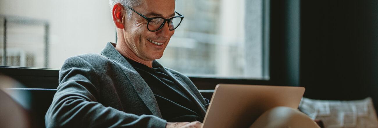 Business professional working on laptop