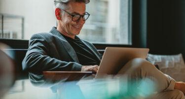 Business professional working on laptop