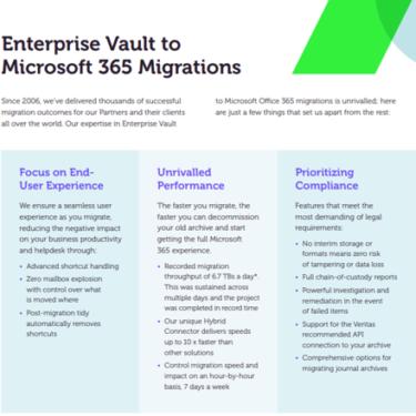 Image of Enterprise Vault to Microsoft 365 Migration Datasheet