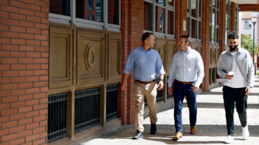 Members of the Transvault team walking through Bristol